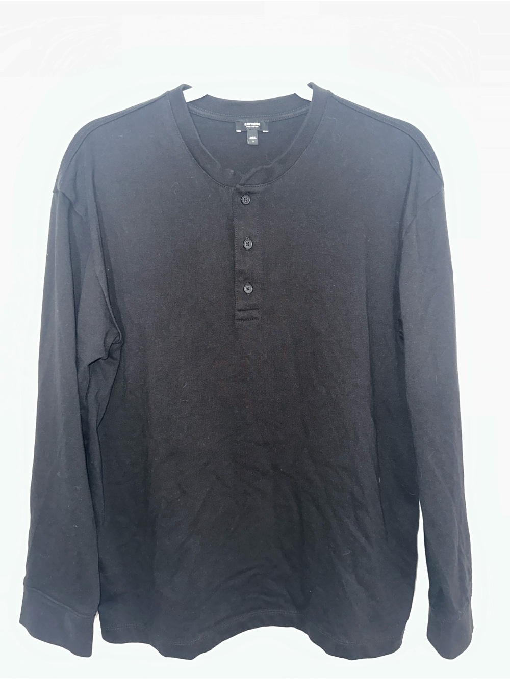 Men's Black Long-Sleeve Henley Shirt - Classic Casual